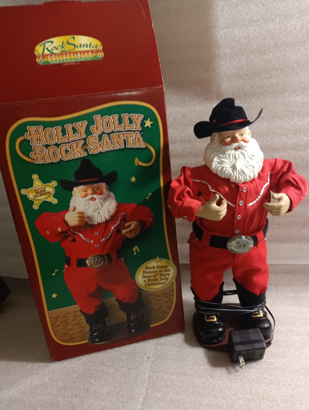 Vintage Holly Jolly Rock Santa Alan Jackson Animated Singing Dancing
